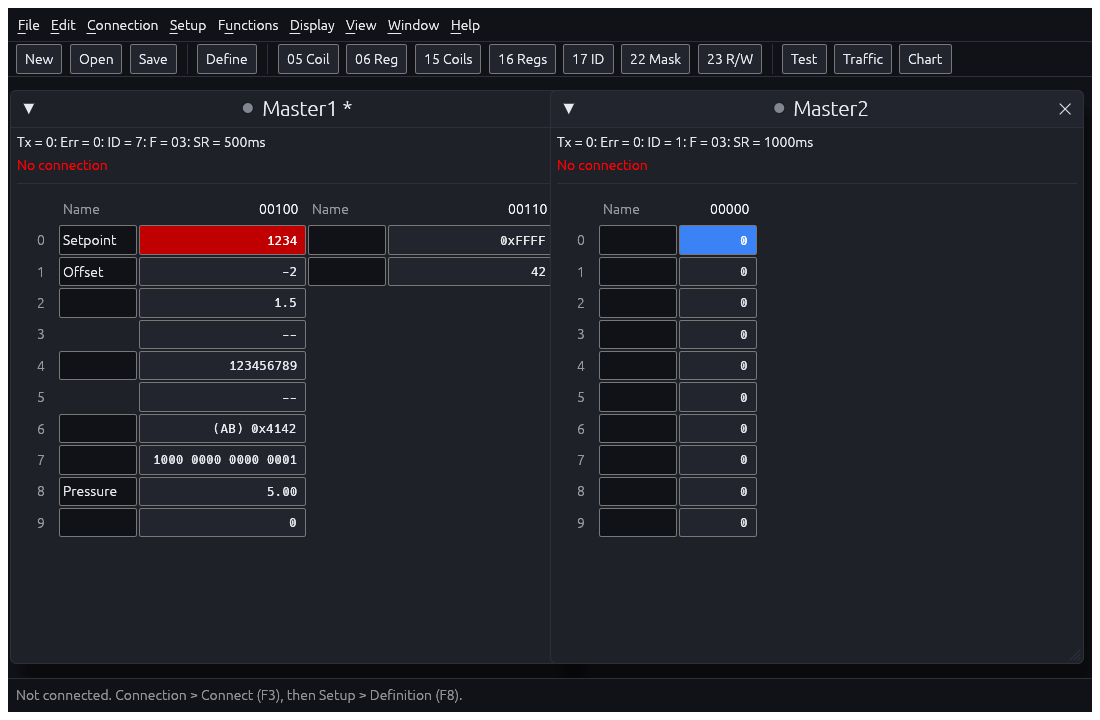 Sykel Modbus Master interface relevant to .mbw files.