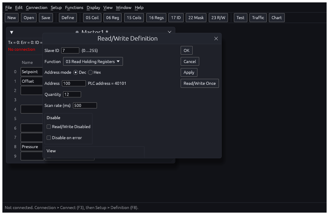 Sykel Modbus Master interface relevant to .mbp files.